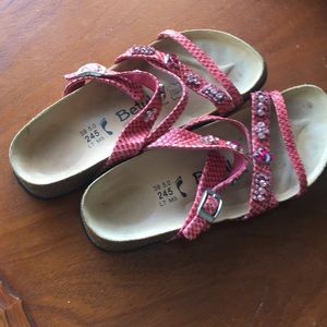 Birkenstock like new, red jewel sandals